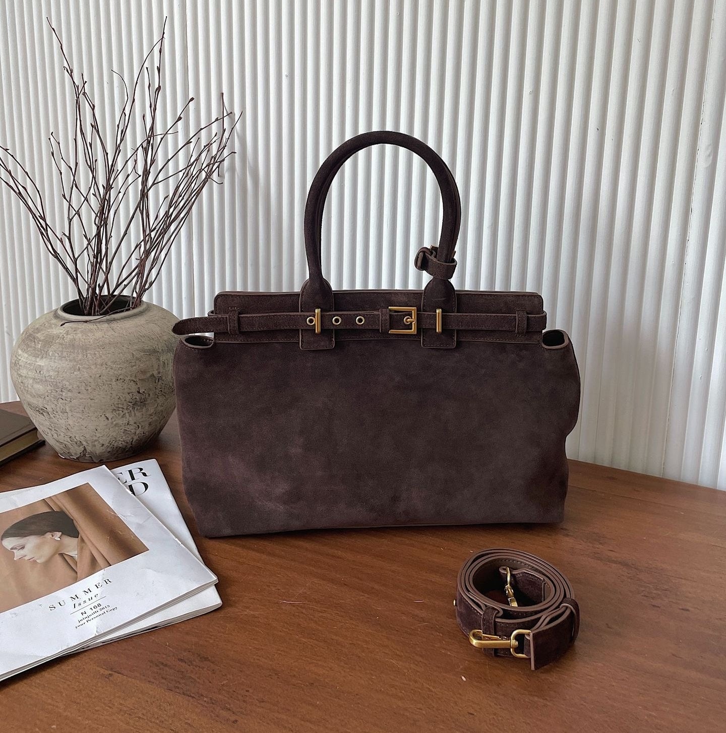 Leather Buckle Handbag