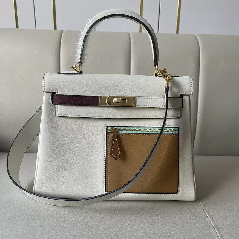 Mini Leather Tote with Front Zipper