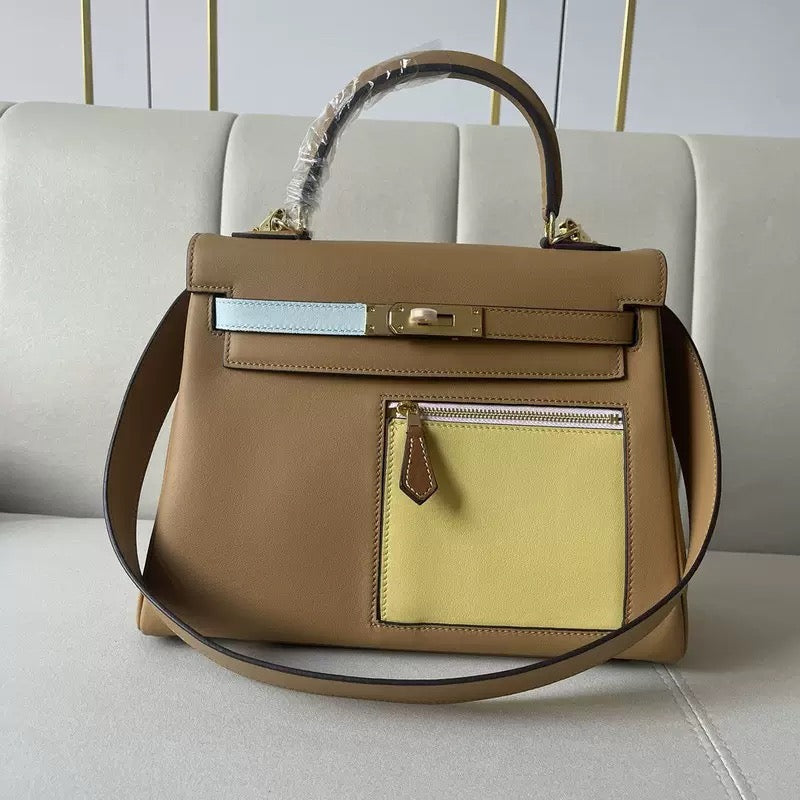 Mini Leather Tote with Front Zipper