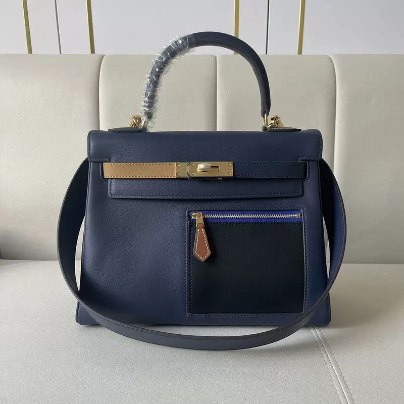 Mini Leather Tote with Front Zipper