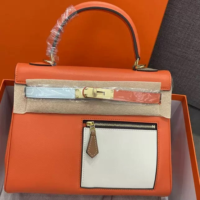 Mini Leather Tote with Front Zipper