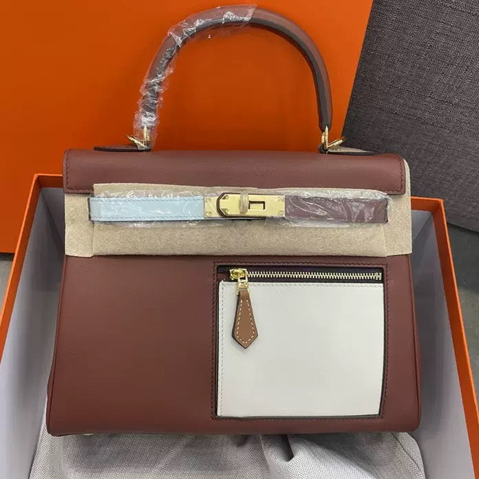 Mini Leather Tote with Front Zipper