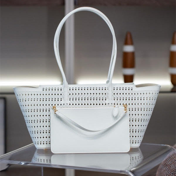 Cutout Leather Tote Bag