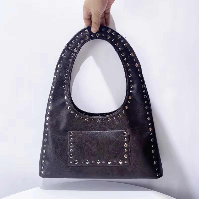 Vintage Luxe Vegan Studded Tote