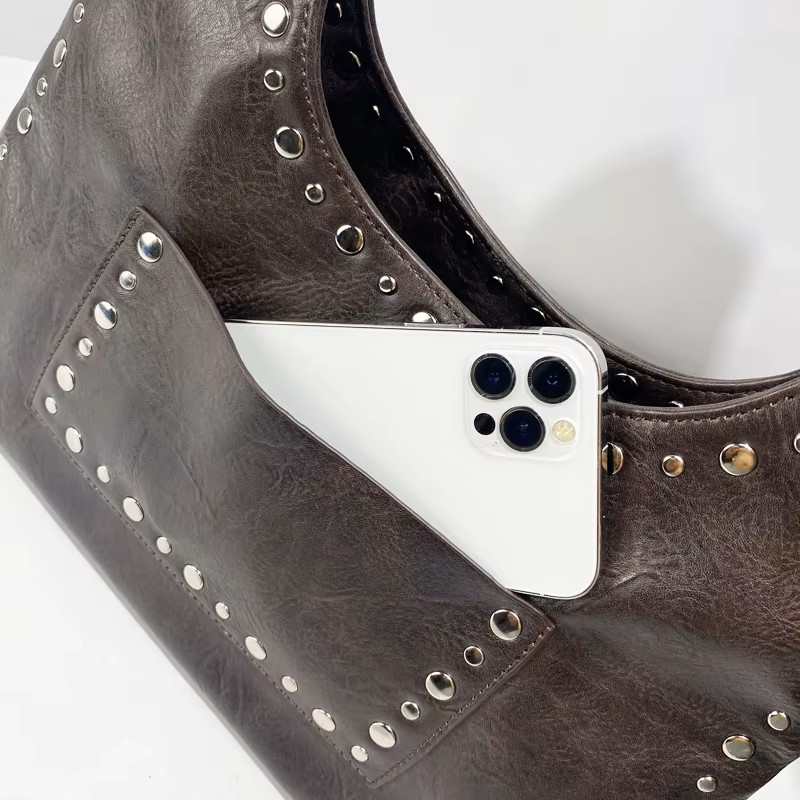 Vintage Luxe Vegan Studded Tote