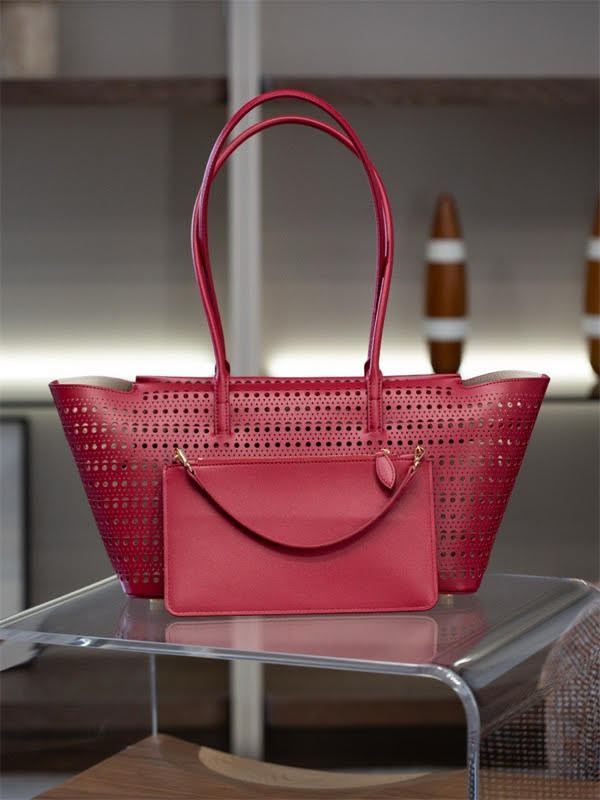 Cutout Leather Tote Bag