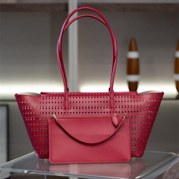 Cutout Leather Tote Bag