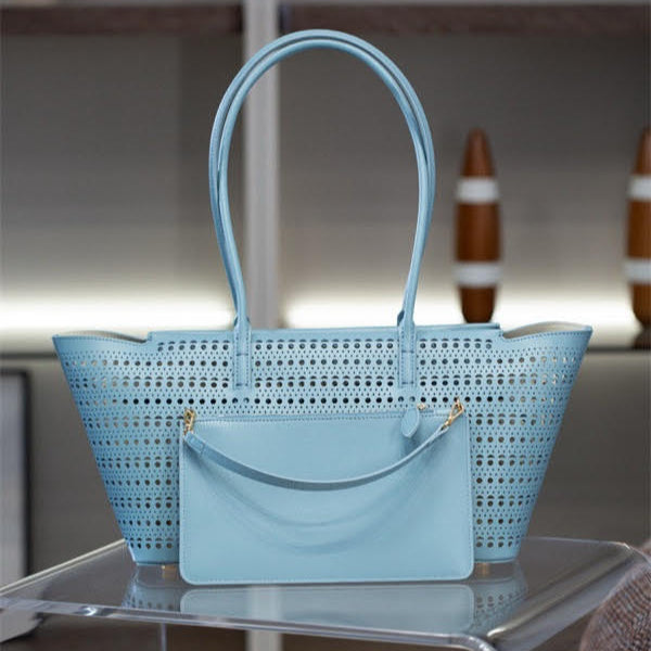 Cutout Leather Tote Bag