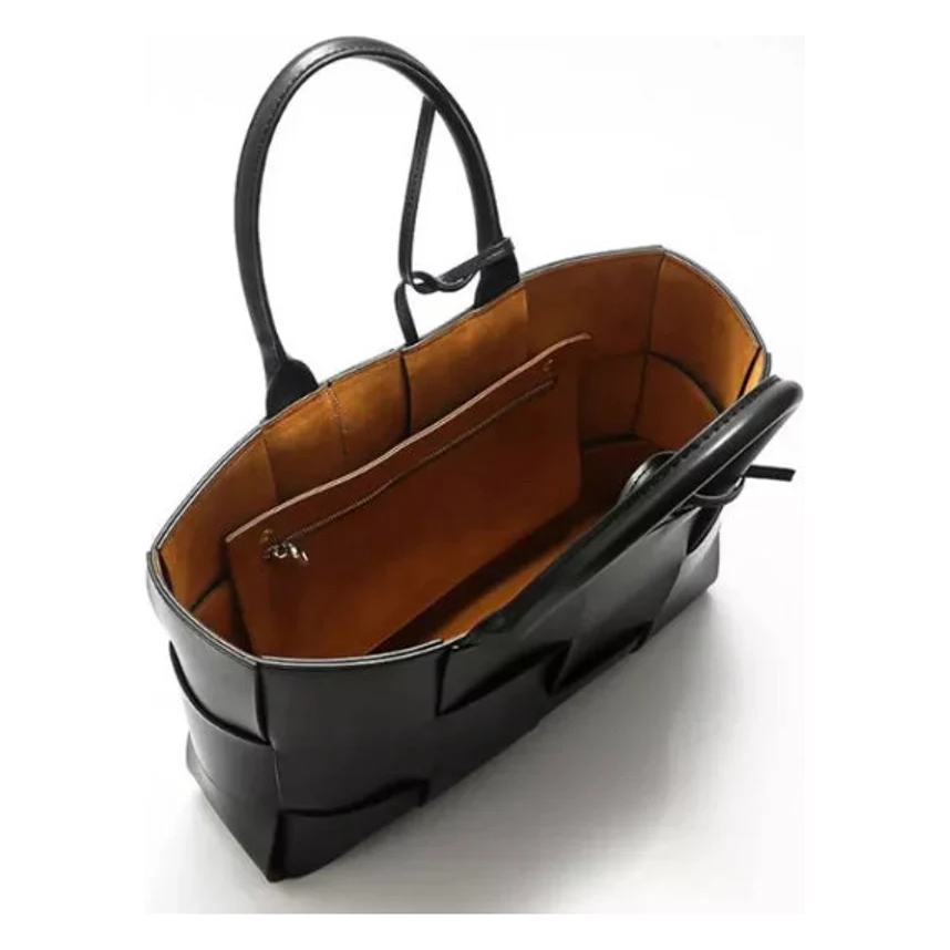 Woven Cowhide Leather Tote Bag