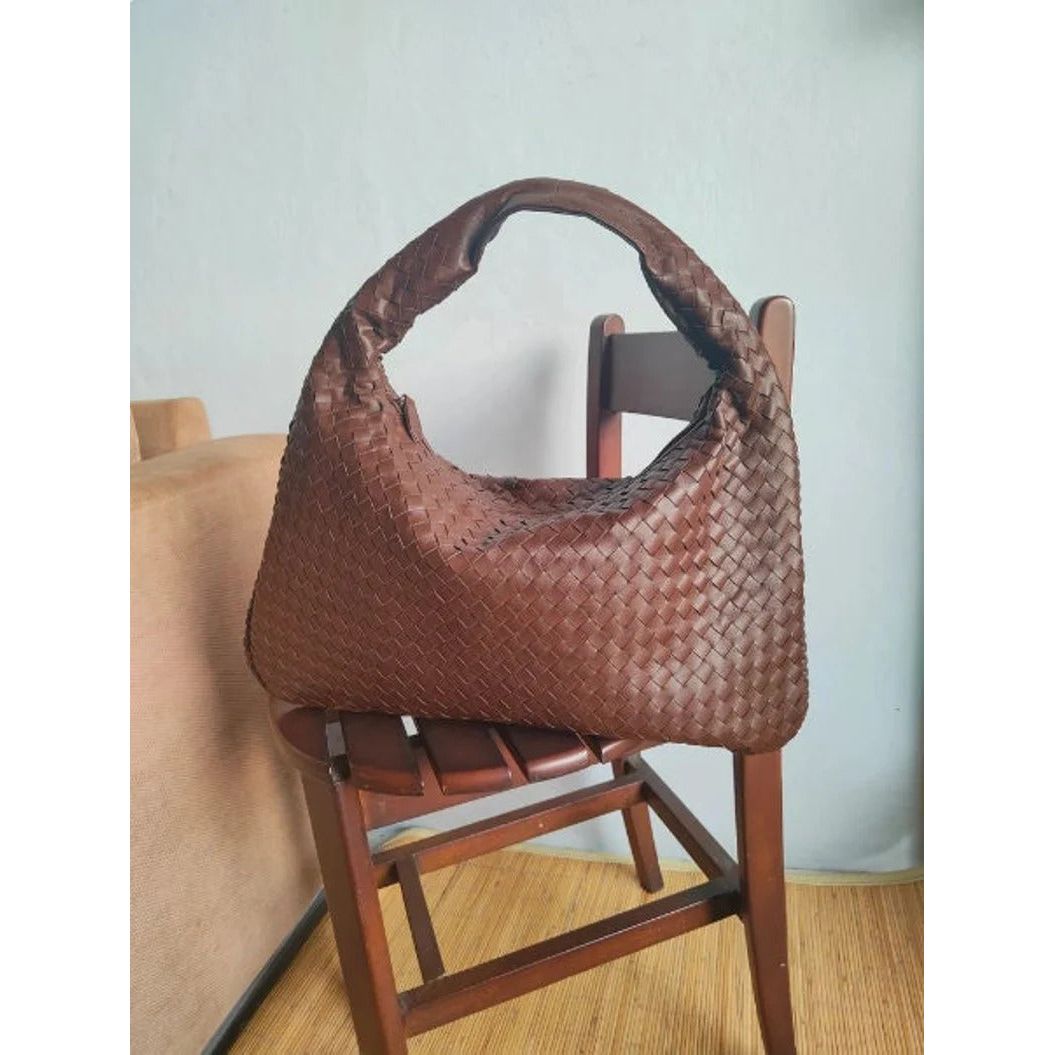 Handwoven Leather Hobo Bag