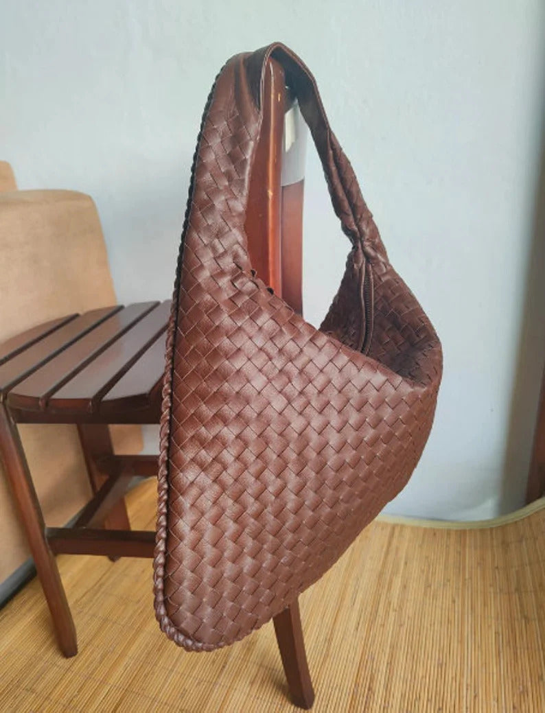Handwoven Leather Hobo Bag